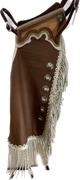 Large Brown, Cream Fringe and Conchos Chinks