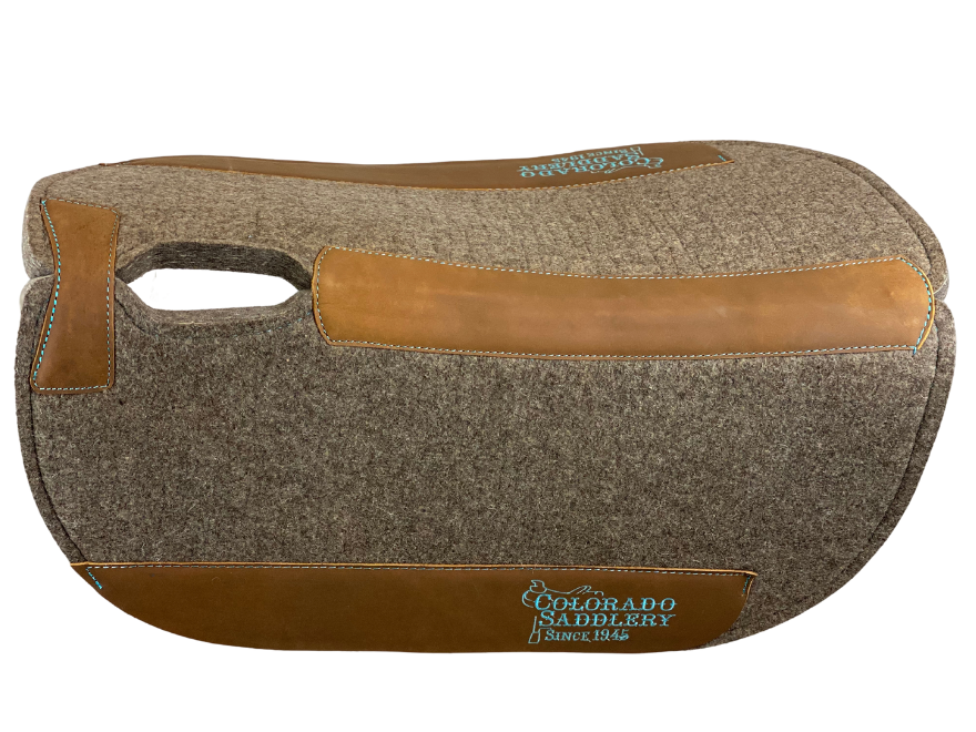 Chocolate Grey 100% Pressed Wool Saddle Pad with Brown Stitching